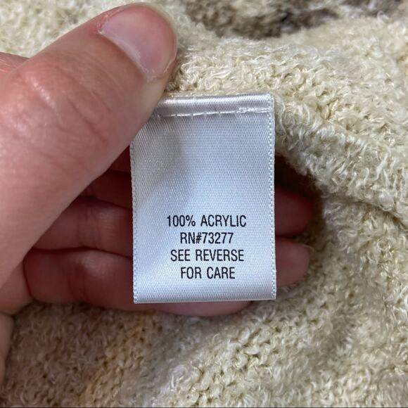 Vintage Y2K Size XL Croft & Barrow Neutral Tan Oversized Fuzzy Cowl Neck Sweater - Picture 10 of 12